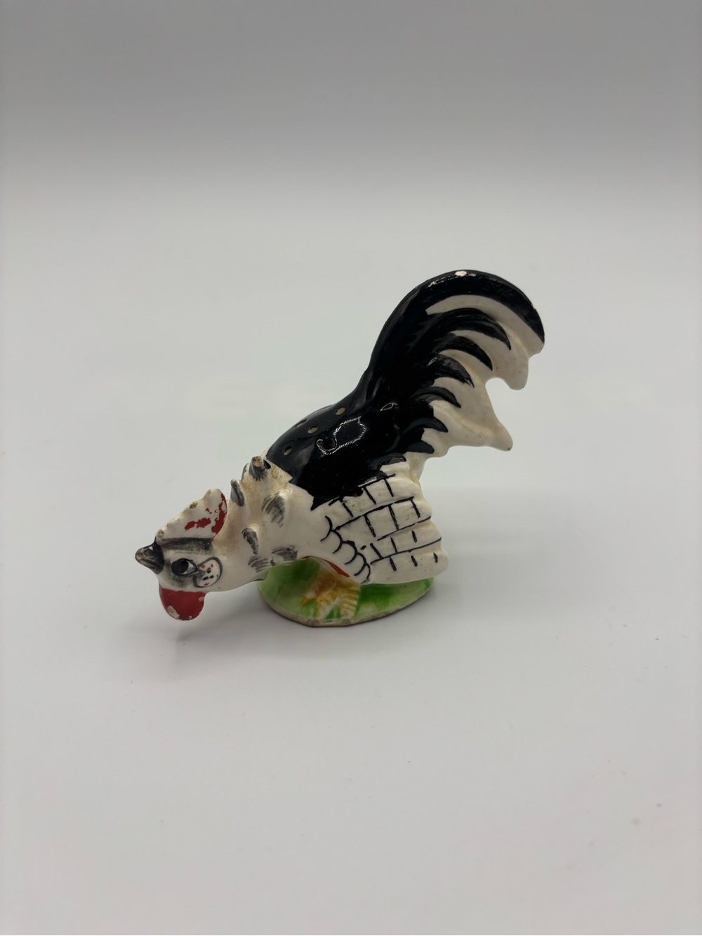 Vintage Rooster Ceramic Salt Shaker Only Farmhouse White/black/red